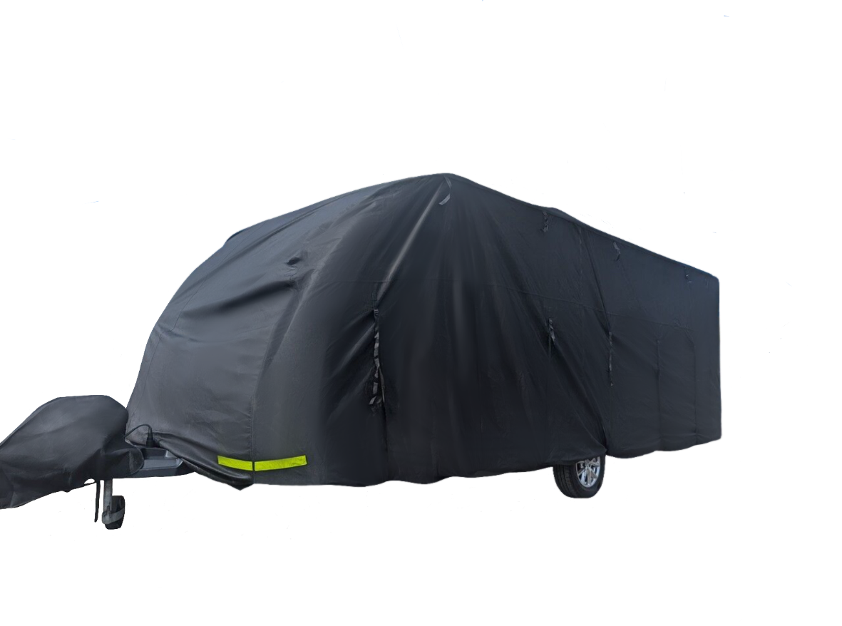 Breathable Waterproof 4Ply Caravan Cover with Free Hitch Cover Black