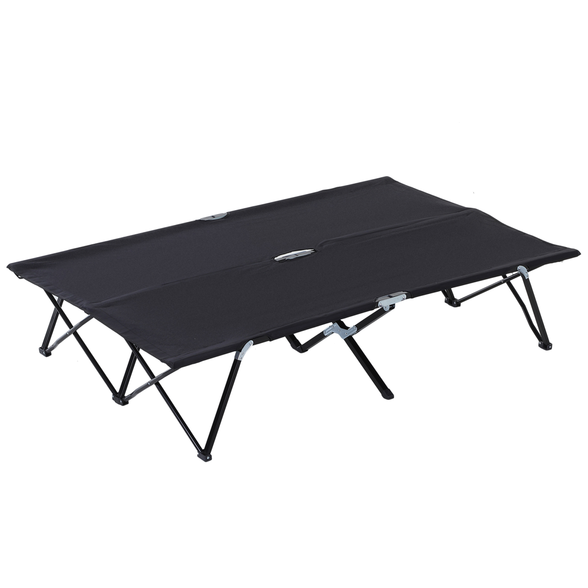 Double Camping Folding Sleeping Bed/Cot - Black
