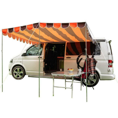 Retro Campervan Shade Canopy - Orange & Brown