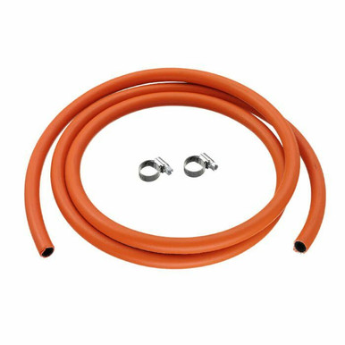 2m x 8mm of High Pressure Gas Hose & M00 Clips (Pair)