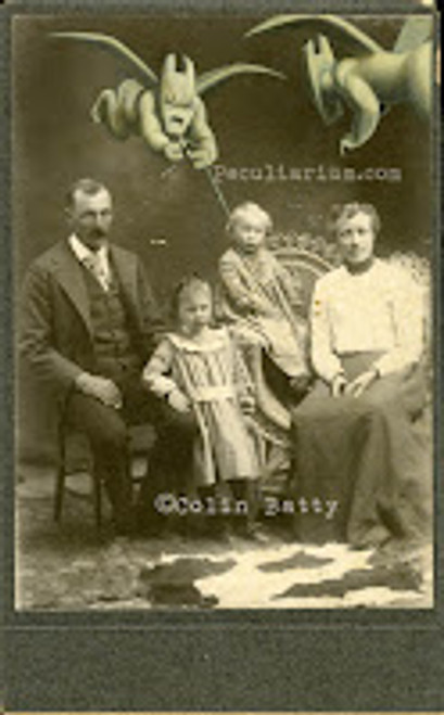 Family with Flying Demons PRINT from Colin Batty's original Cabinet Card Collection.