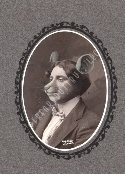 A postcard version of Colin Batty's cabinet card, "Mouse Man."