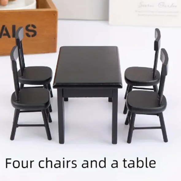 Miniature Black Table & 4 chair set