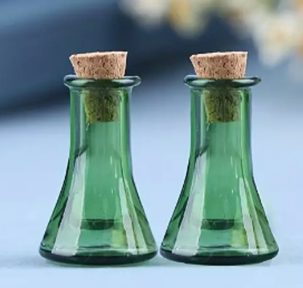 Miniature Glass Lab Flask Green Beaker