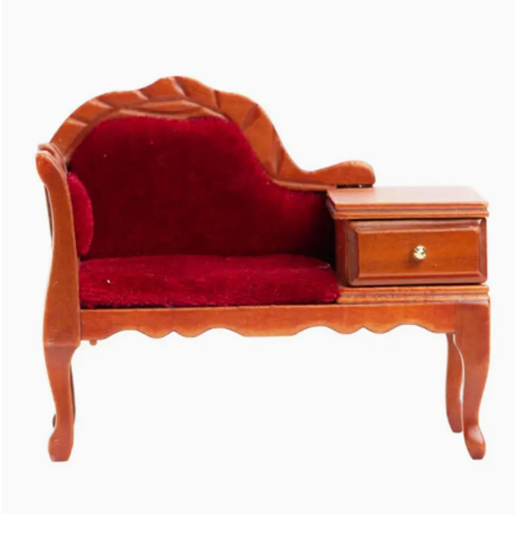 Miniature Wood Velvet Chair Table