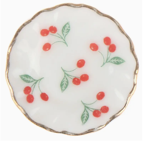 Miniature Porcelain Cherry Plate