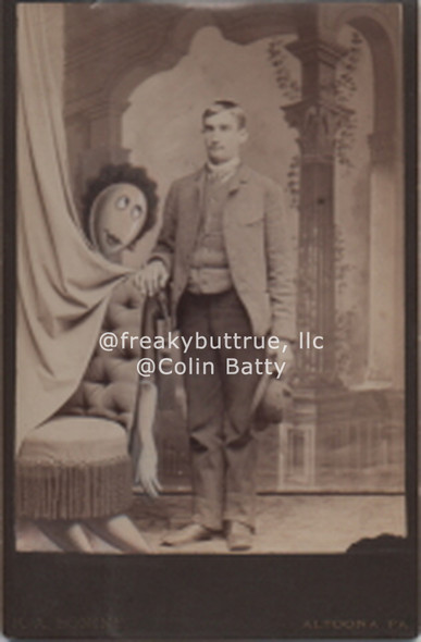 Original Cabinet Card - CC128 Man with Balloon Head Partner