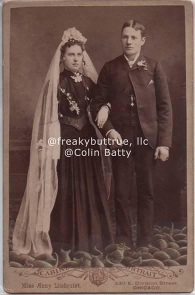Original Cabinet Card - CC132 Newlyweds with Rats