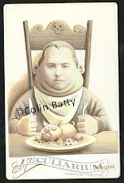 Original Cabinet Card - CC160 Fat Guy Eating Pig