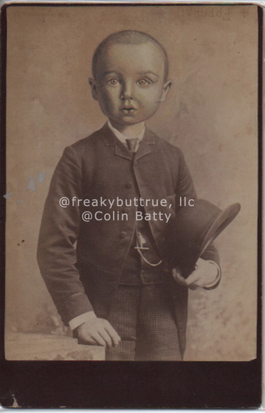 Original Cabinet Card - CC216 Dapper Baby Holding Bowler Hat