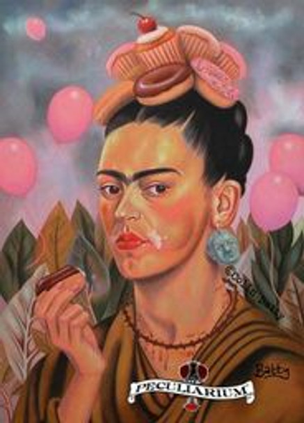 Frida Kahlo enjoying some delicious cupcakes, by Colin Batty.