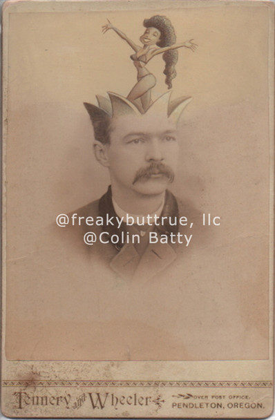 Original Cabinet Card - CC145 Bikini Girl in Man's Head