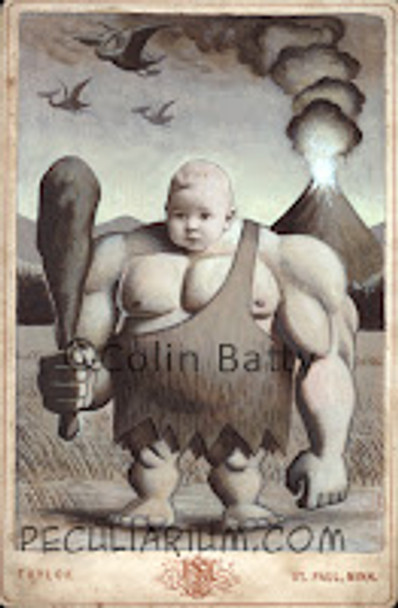 Original Cabinet Card - CC162 Baby Caveman with Club