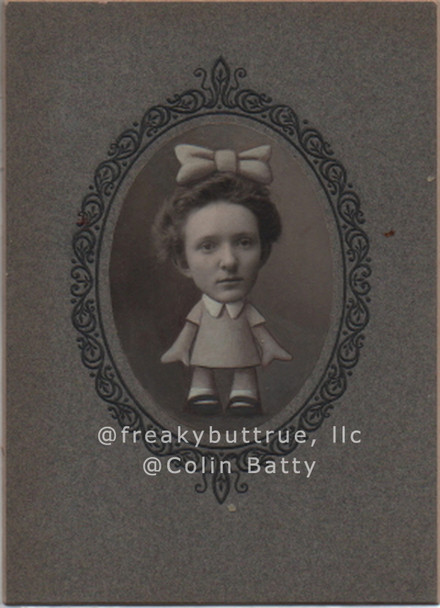 Original Cabinet Card - CC168 Big Headed Girl with Tiny Body