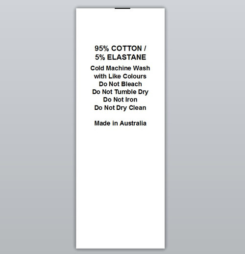95% Cotton / 5% Elastane Clothing Labels by Ted + Toot labels