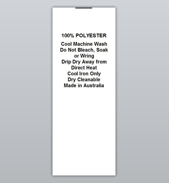 100% Polyester Cool wash Cool iron Clothing Labels by Ted + Toot labels