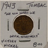 1943 CANADIAN FIVE-CENT - VICTORY NICKEL - TOMBAC - UNGRADED - AS PICTURED