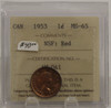 1953 CIRCULATION 1-CENT COIN - NSF - RED - MS-65