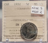 1932 CANADA CIRCULATION 5 CENT MS-60 NEAR S; NEAR 2 