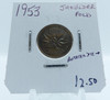 1953 CIRCULATION CANADIAN 1-CENT SHOULDER FOLD ROTATED BACK