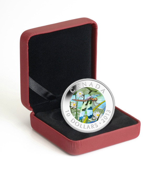 2013 $10 FINE SILVER COIN TWELVE-SPOTTED SKIMMER DRAGONFLY - West