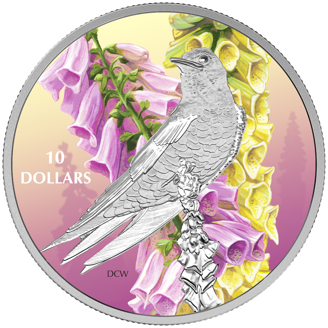 2017 $10 FINE SILVER COIN BIRDS AMONG NATURE'S COLOURS: PURPLE