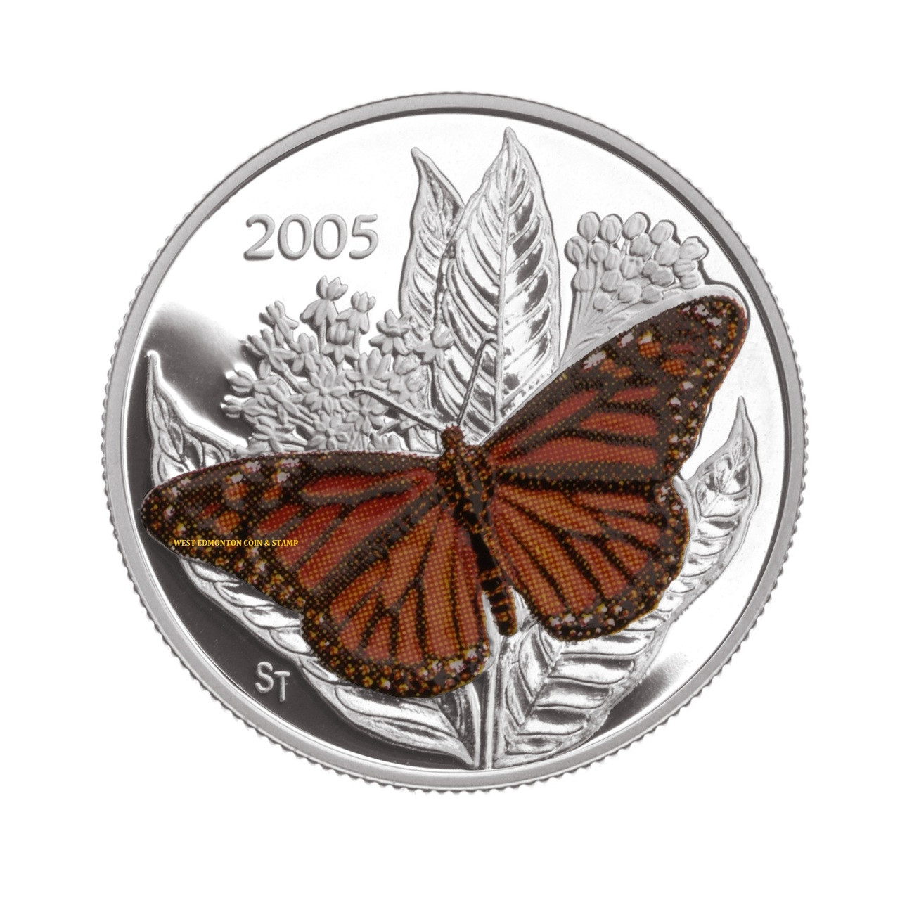 2005 50-CENT STERLING SILVER COIN - MONARCH BUTTERFLY - West