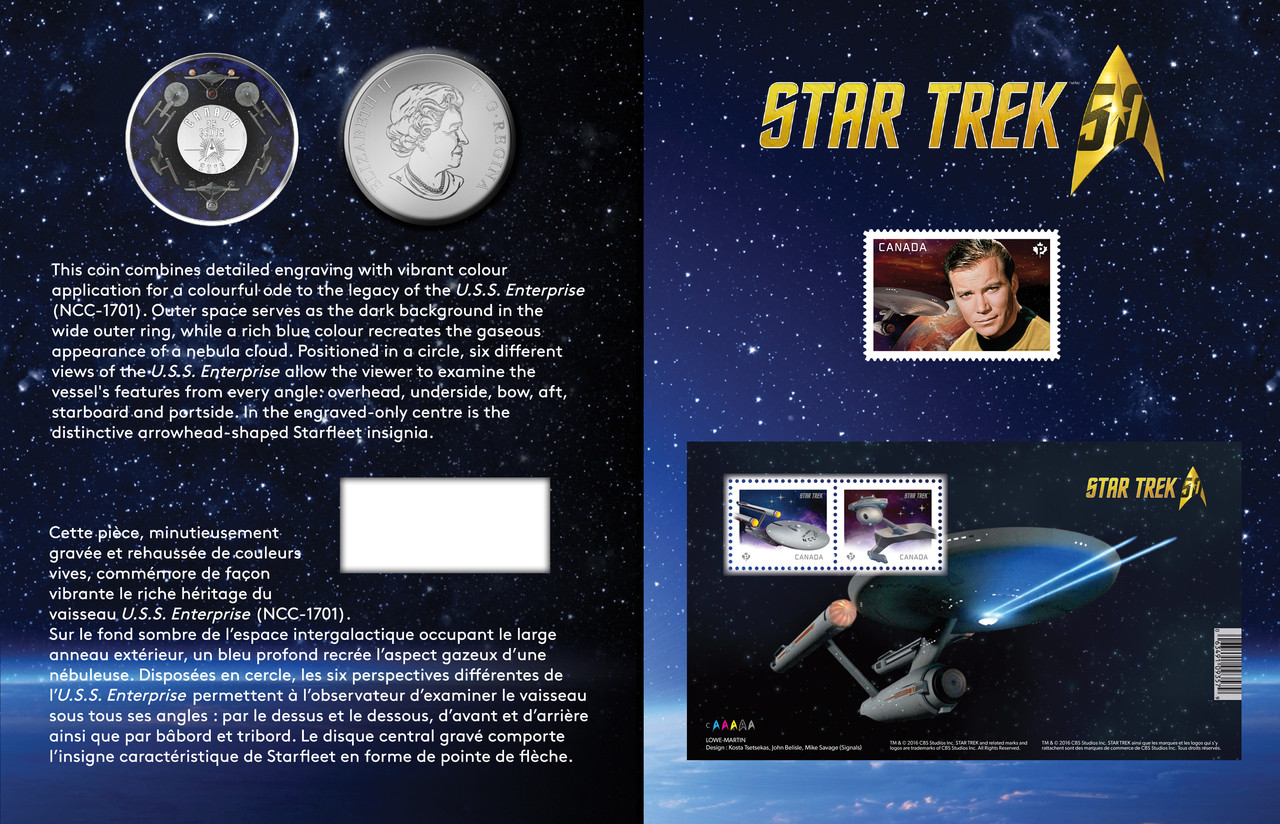 2016 25-CENT COLOURED COIN AND STAMP SET STAR TREK™: ENTERPRISE