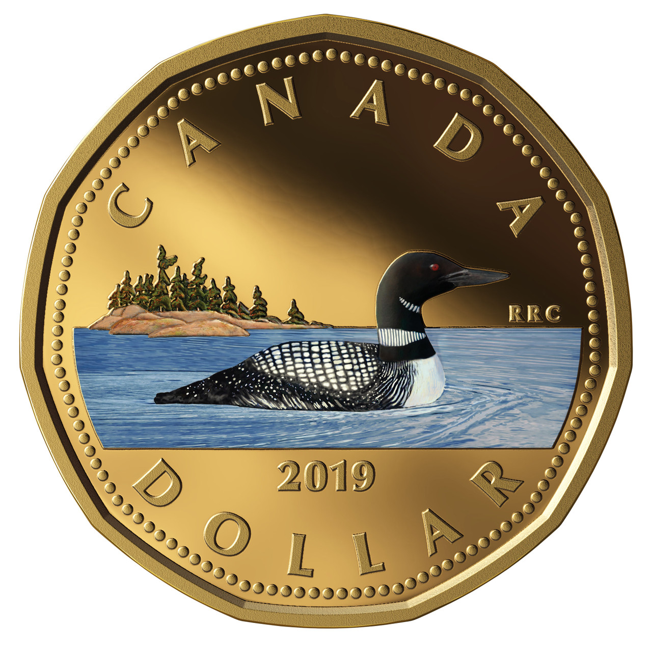 in proof finish from set 2019 Canada Classic design Loon dollar steel