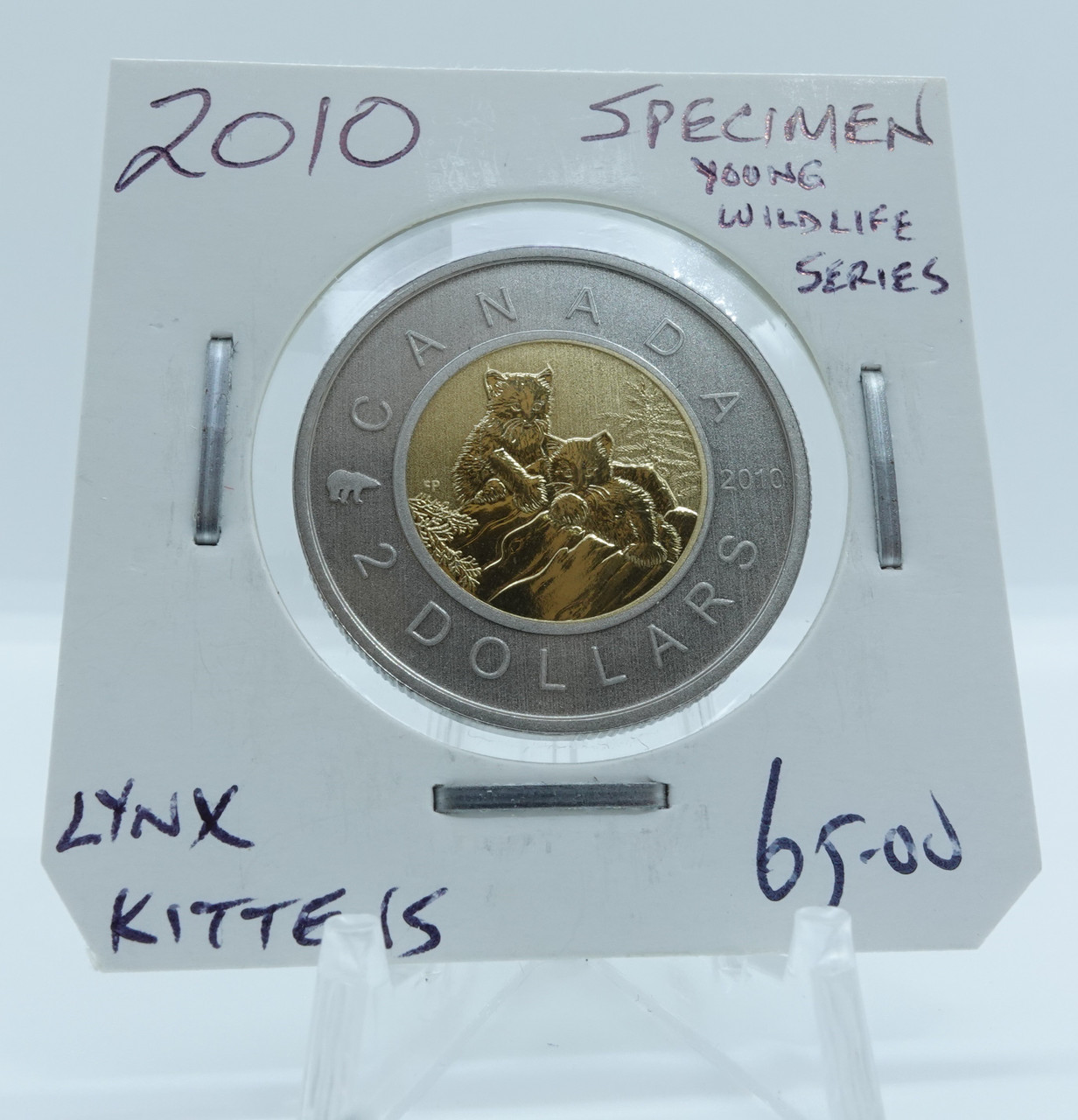 2010 CIRCULATION CANADIAN TOONIE SPECIMEN YOUNG WILDLIFE SERIES LYNX  KITTENS - West Edmonton Coin & Stamp