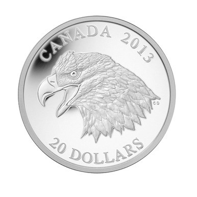 2013 $20 FINE SILVER COIN - THE BALD EAGLE: PORTRAIT OF POWER