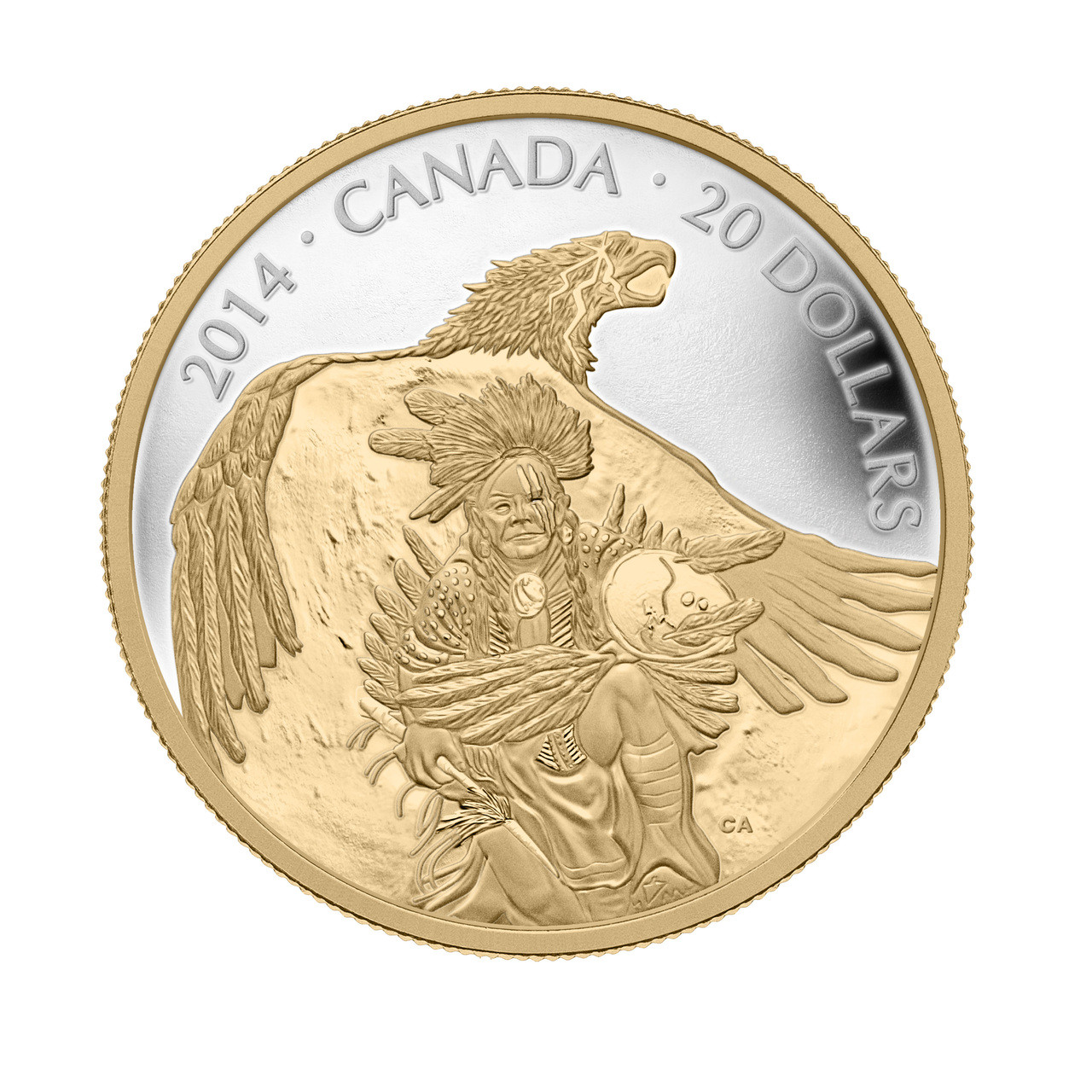 2014 $20 FINE SILVER COIN NANABOOZHOO AND THE THUNDERBIRD - West