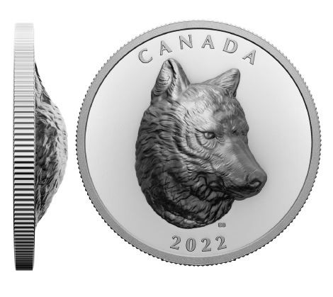 2019 25 FINE SILVER COIN MULTIFACETED ANIMAL HEAD WOLF West