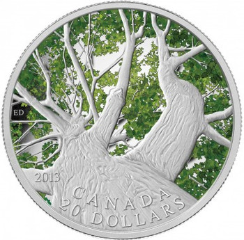 2013 $20 FINE SILVER COIN CANADIAN MAPLE CANOPY (SPRING)