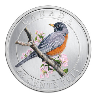 2013 25-CENT COLOURED COIN - AMERICAN ROBIN 2013 25-CENT COLOURED COIN - AMERICAN ROBIN