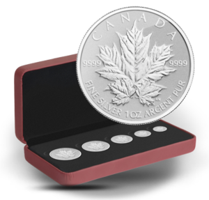 13 Fine Silver Fractional Set 25th Anniversary Of The Silver Maple Leaf West Edmonton Coin Stamp