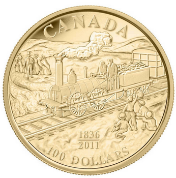 2011 $100 GOLD COIN - 175TH ANNIVERSARY OF CANADA'S FIRST RAIL ROAD
