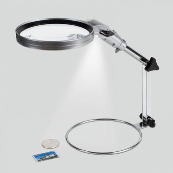 STAND TABLE MAGNIFIER WITH 2X MAGNIFICATION AND LED STAND TABLE MAGNIFIER WITH 2X MAGNIFICATION AND LED