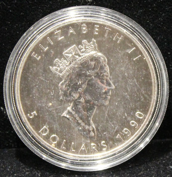 1oz. 1990 CANADIAN SILVER MAPLE LEAF COIN