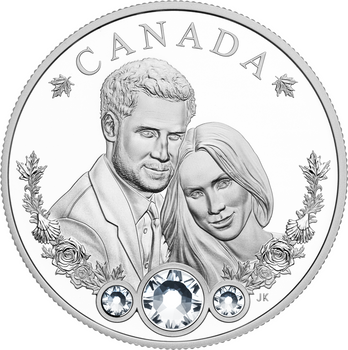 2018 $20 FINE SILVER COIN WITH SWAROVSKI® CRYSTALS - THE ROYAL WEDDING OF  PRINCE HARRY AND MS MEGHAN MARKLE