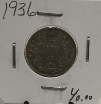 1936 CIRCULATION 25- CENT COIN - UNGRADED - AS PICTURED