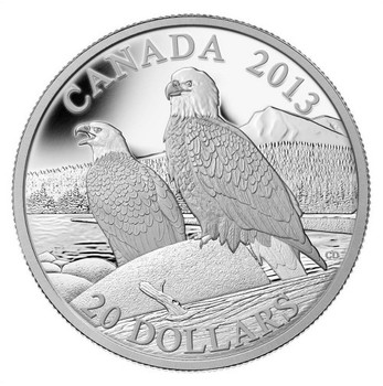 2013 $20 FINE SILVER COIN - THE BALD EAGLE: LIFELONG MATES
