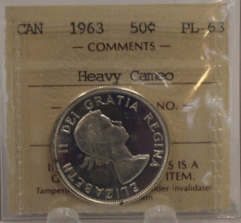 1963 CIRCULATION 50-CENT COIN - HEAVY CAMEO - PL-63