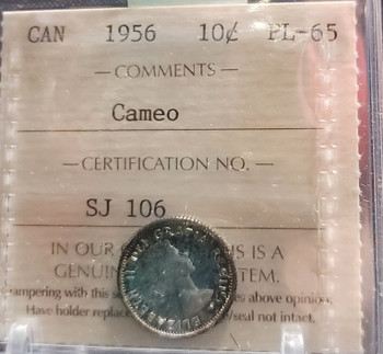 1956 CANADA CIRCULATION 10 CENT PL-65 CAMEO