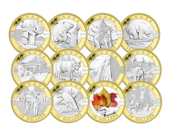 2013 $10 FINE SILVER WITH GOLD PLATE 12-COIN SET - O CANADA 2013 $10 FINE SILVER WITH GOLD PLATE 12-COIN SET - O CANADA