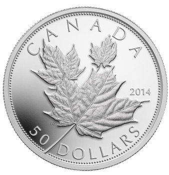 2014 $50 FINE SILVER COIN MAPLE LEAVES