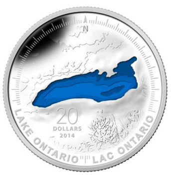 2014 $20 FINE SILVER COIN - THE GREAT LAKES: LAKE ONTARIO