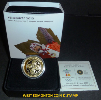 2008 OLYMPIC $75 14KT GOLD COIN - FOUR HOST FIRST NATIONS