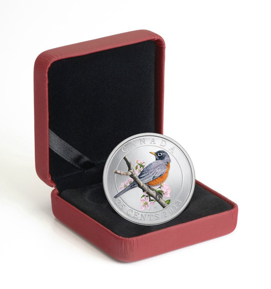 2013 25-CENT COLOURED COIN - AMERICAN ROBIN