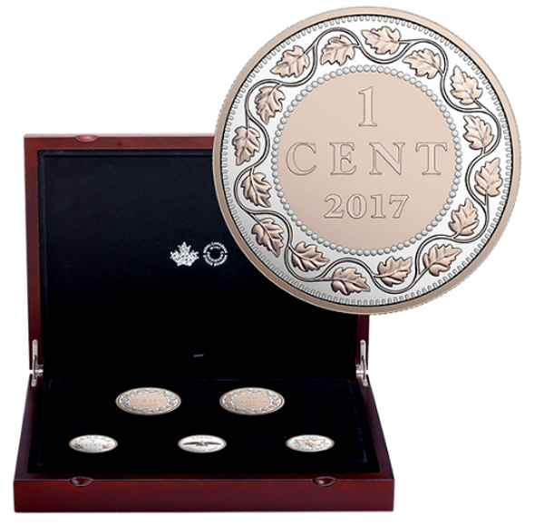 2017 LEGACY OF THE PENNY COIN SET - FINE SILVER WITH ROSE GOLD PLATE